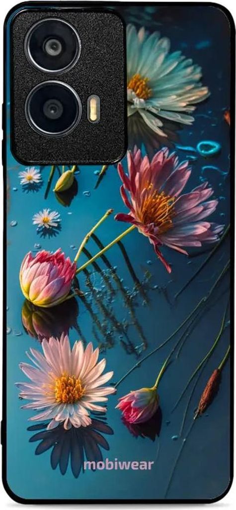 Handyhülle für Motorola Moto G24, Mobiwear Glossy Case, Blau-Blumig