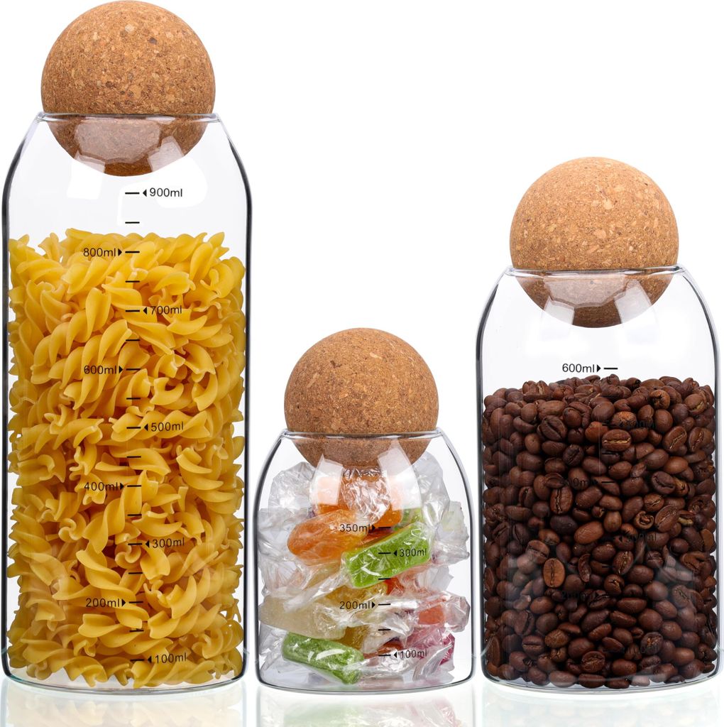 Belle Vous sklenené nádoby s korkovým viečkom, balenie 3 ks Obrázok produktu 