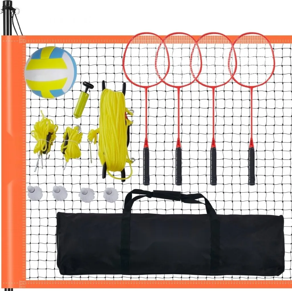 Filet de sport 2-en-1 volleyball et badminton avec poteaux télescopiques
