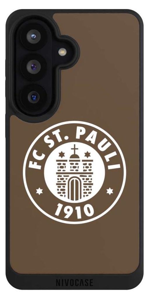 NIVOCASE Handyhülle für Samsung Galaxy S26 Hülle NIVOpure Case Schwarz FC St. Pauli Offizielles Lizenzprodukt Wappen