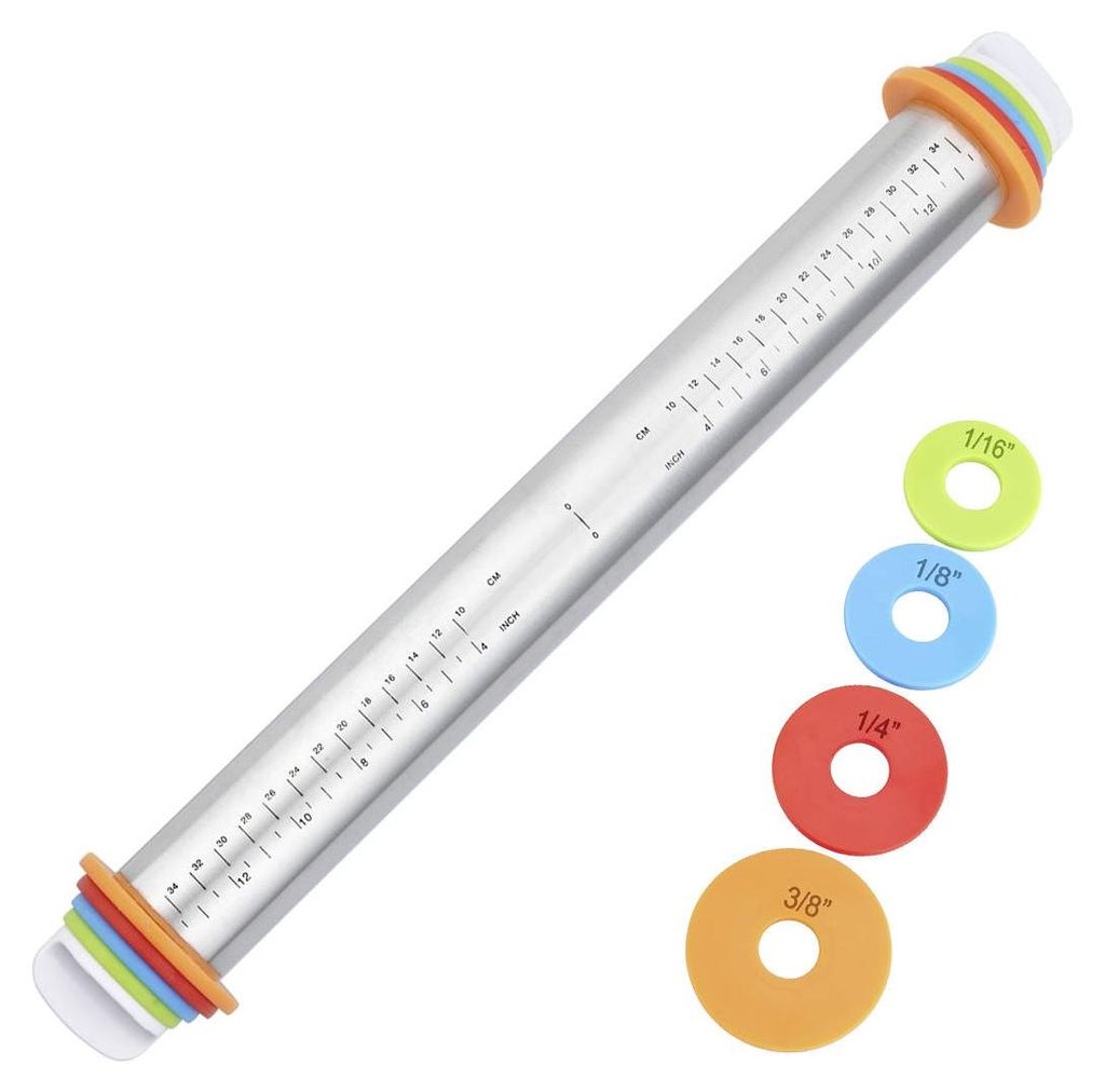 Teigrolle mit Abstandhalter, Edelstahl Produktbild 