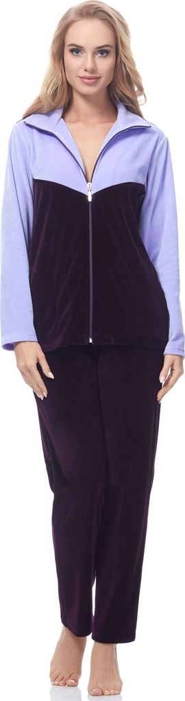 Merry Style Damen Velours Freizeitanzug Hausanzug MSMG001 (Violett (Kein Aufdruck)(1725), S)