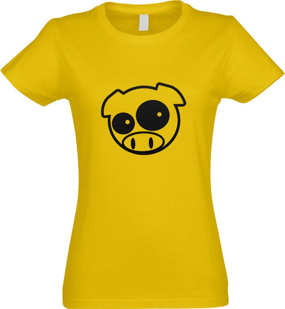 Kiwistar - T-Shirt tailliert - Damen - gelb - JDM Schwein - mit Motiv Bedruckt - Funshirt Design - Sport - Freizeit - Damen - M