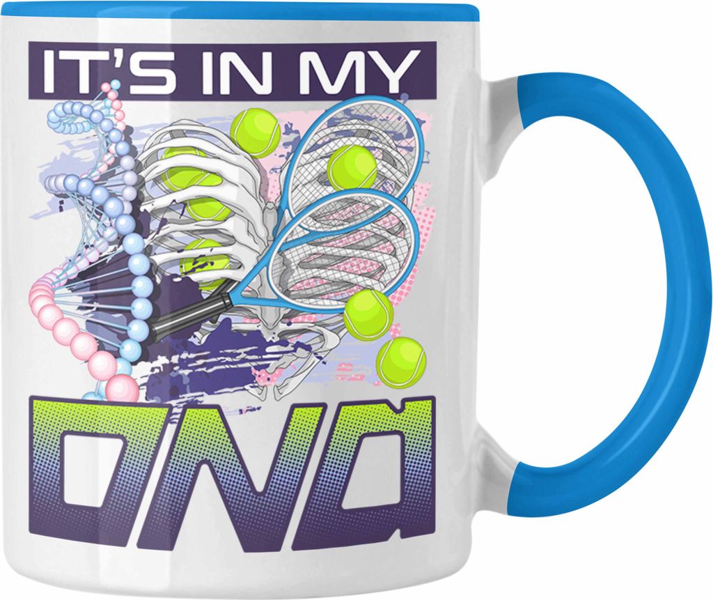 Trendation - Tennis Tasse Geschenk für Tennis-Spieler Trainer Coach Geschenkidee Spruch (Blau)