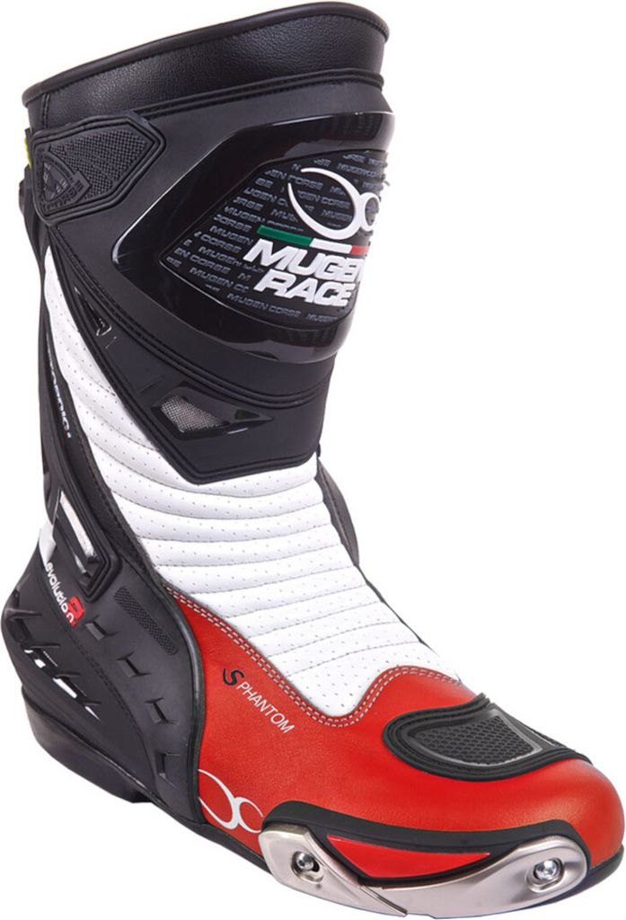 MUGENRACE Sphantom 2 perforierte Motorrad Stiefel, schwarz/weiß/rot, 40