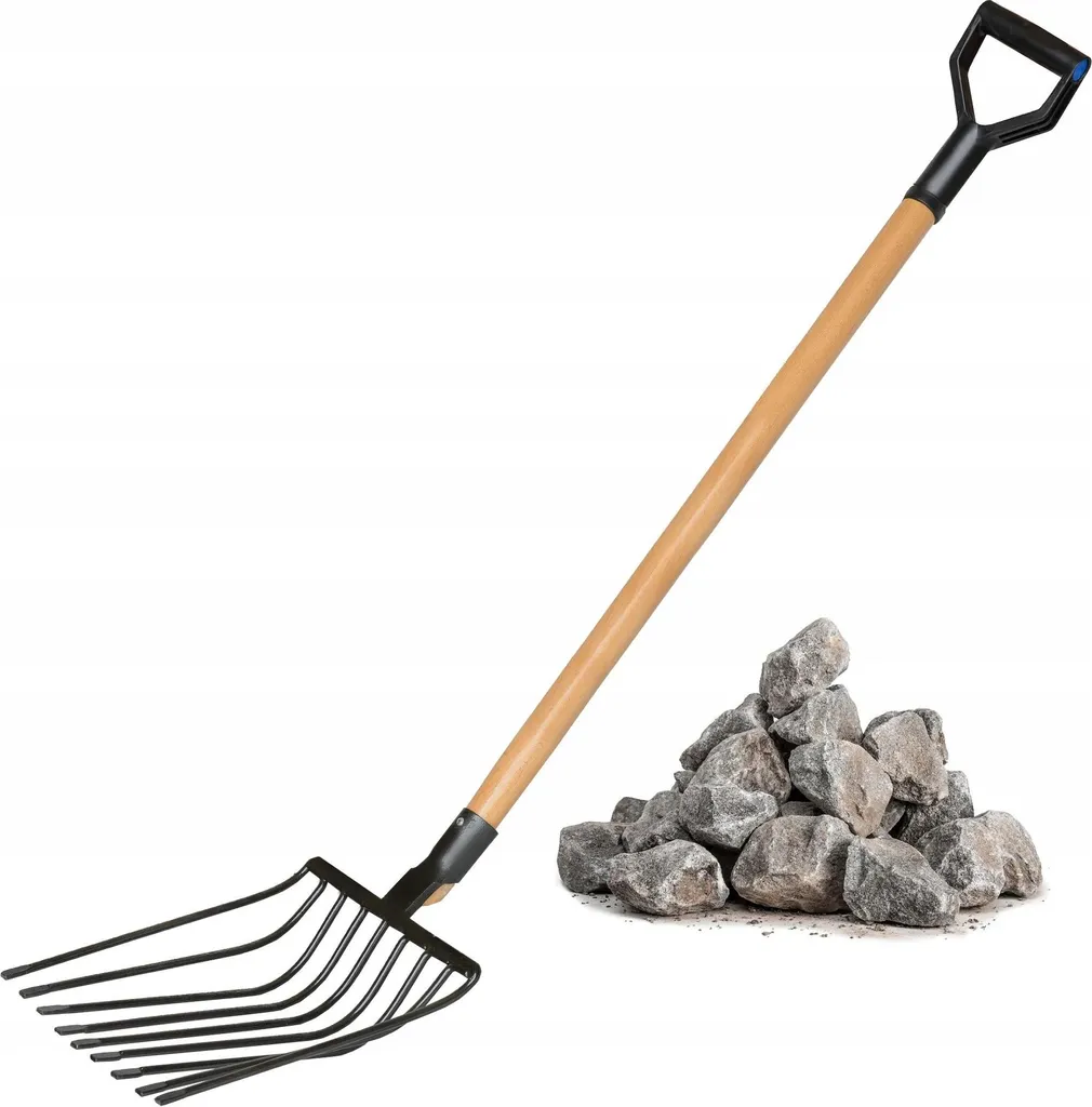 Rastrello da Giardino con Manico 129 cm - Testa 9 Denti in Metallo