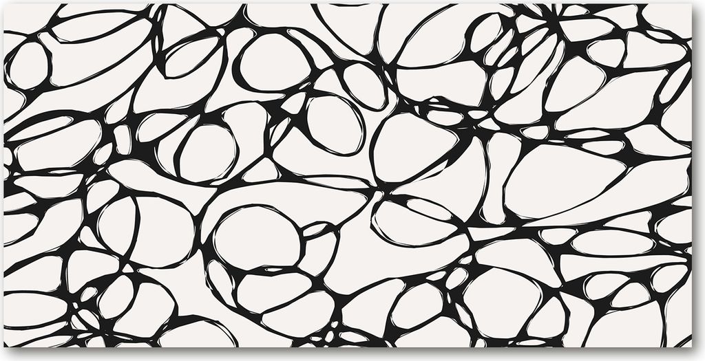 Tulup Glas-Bild -140x70- Wandkunst Dekorative Wand für Küche & Wohnzimmer - Sonstige - Chaotische Kreise - Schwarzweiß