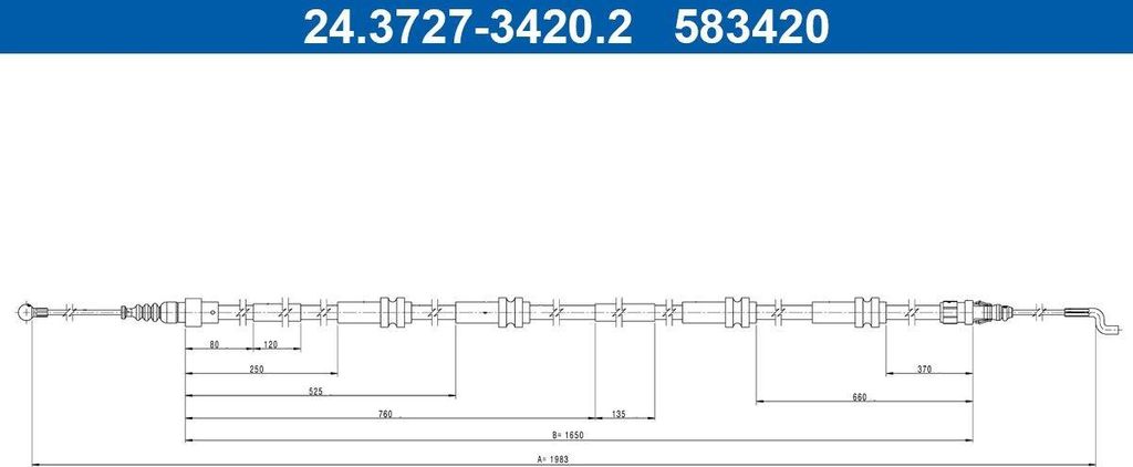 ATE Handbremsseil Seilzug Feststellbremse für VW Multivan VI (SGF, SGM, SGN) Hinten 24.3727-3420.2