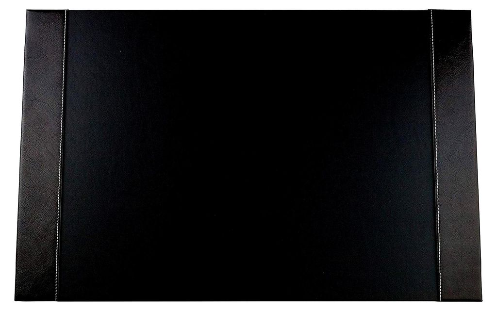 DELMON VARONE - Personalisierbare Schreibtischunterlage mit 2 Seitenfächer Vintage Leder Anilin schwarz, Rutschfeste Schreibunterlage abwaschbar, ...