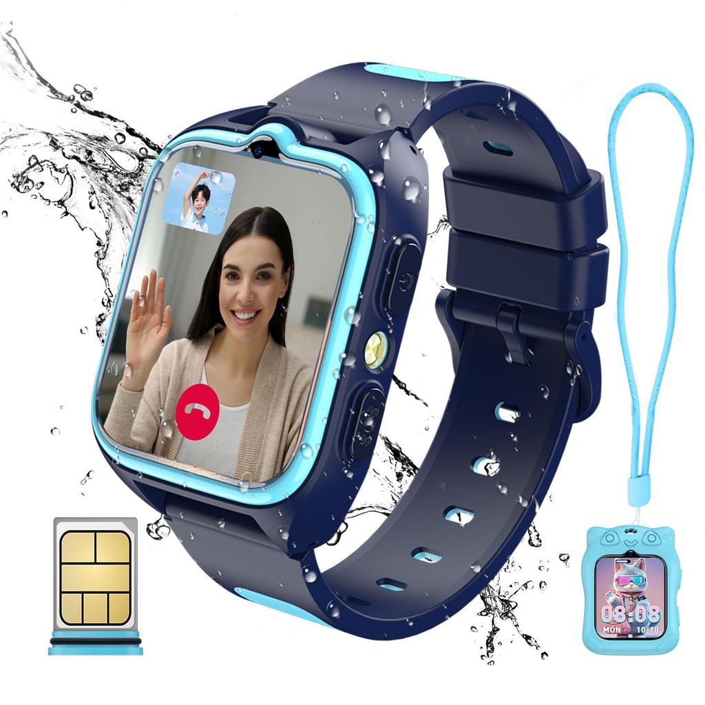 Z30 4G Wasserdichtes Kinder SmartWatch mit GPS+LBS+WiFi SOS-Kamera-Armbanduhr, 800 mHA für Kinder Mädchen Jungen Ab 3 Jahre Touchscreen