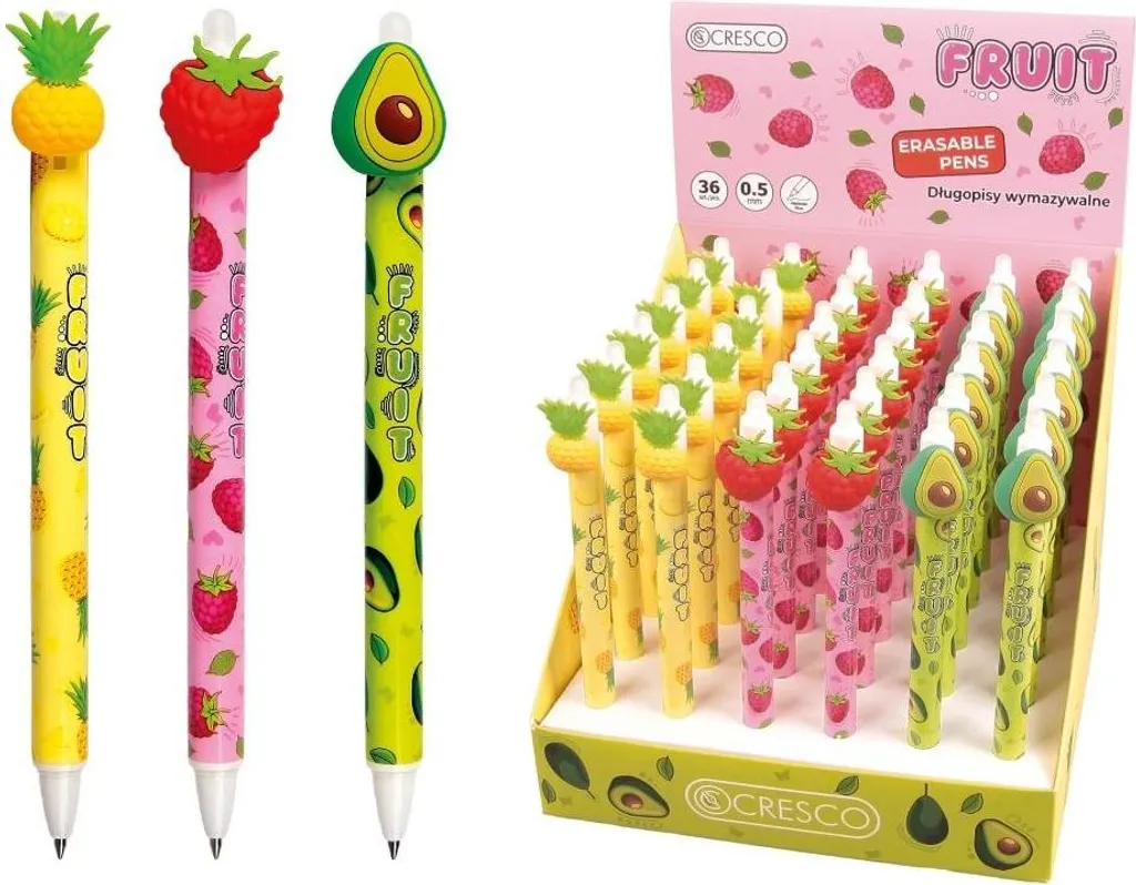 Stylo gomme fruits 36 unités avec encre thermosensible haute précision