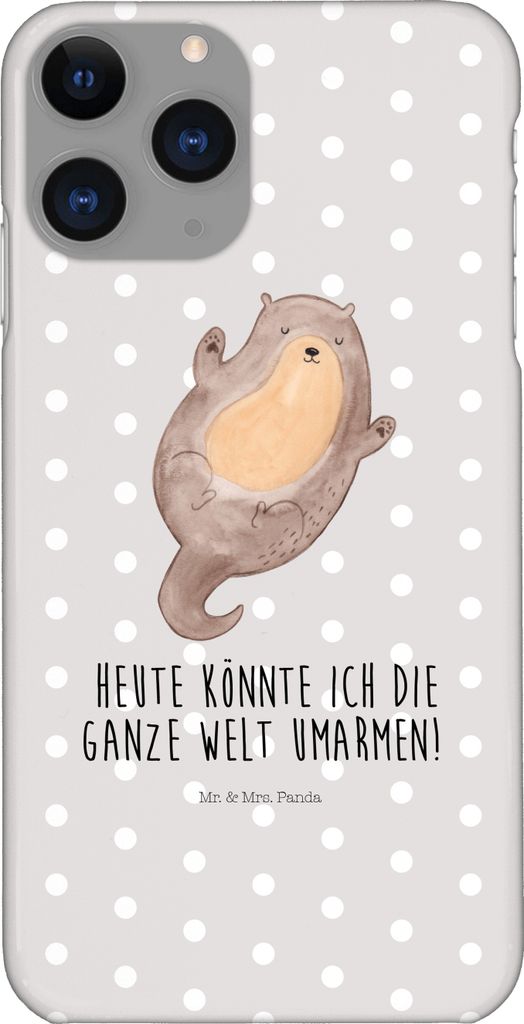 Mr. & Mrs. Panda Iphone 11 Pro Handyhülle Otter Umarmen - Grau Pastell - Geschenk, Hallo, Optimistisch, Premium Kunststoff, gut Gelaunt, Handy Cas...
