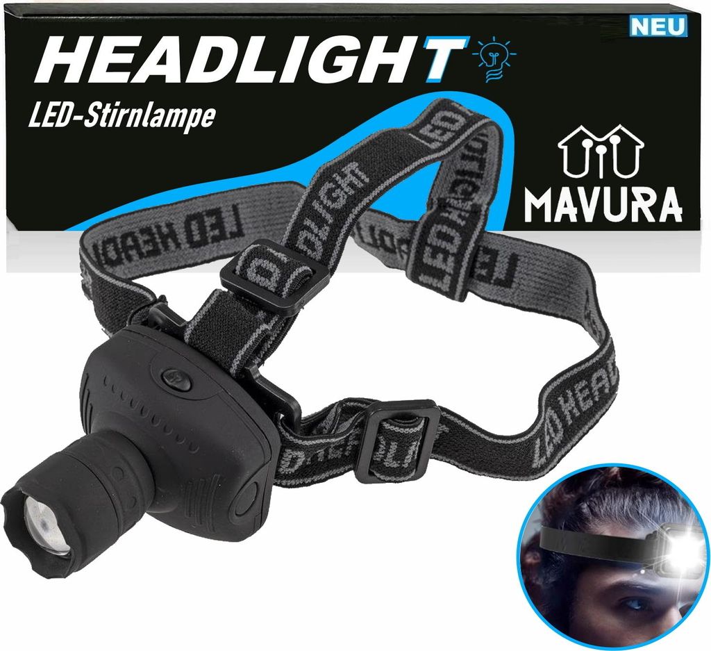 HEADLIGHT LED Stirnlampe Kopfleuchte Kopf Lampe