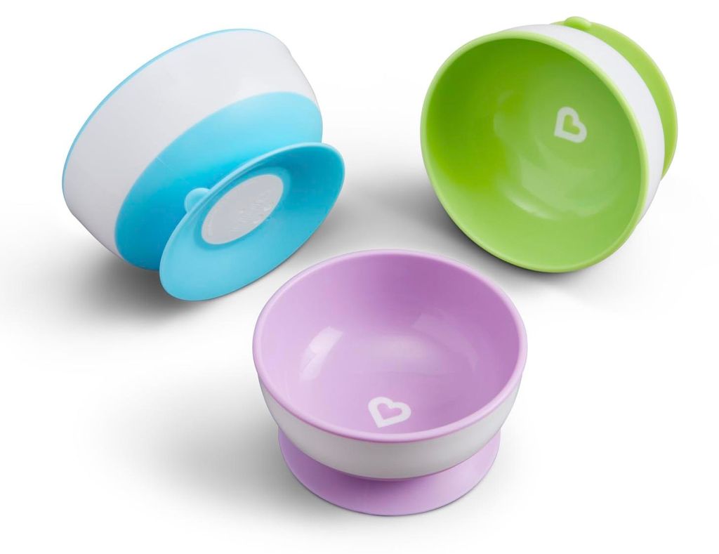 Munchkin Stay Put Suction Bowls, Blau, Grün, Violett, 6 Produktbild 