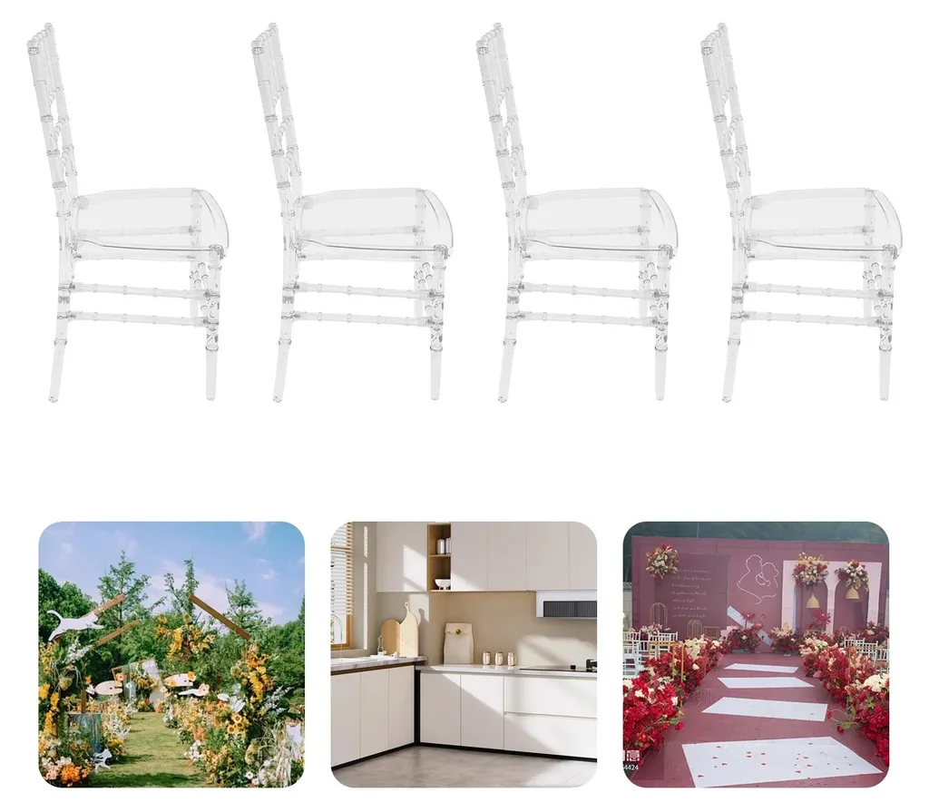 Lot de 4 chaises design épuré transparentes hauteur 89 cm élégantes