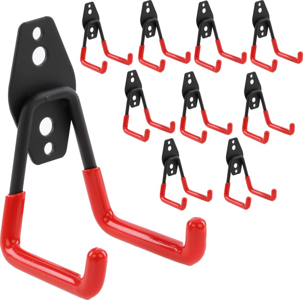 Set 10 Stck. Wandhaken von BOTLE, Werkzeughaken, "Geradeförmig" 7cm, stabil mit PVC-Ummantelung, für Garage, Werkstatt, Haken für Sportgeräte, ...