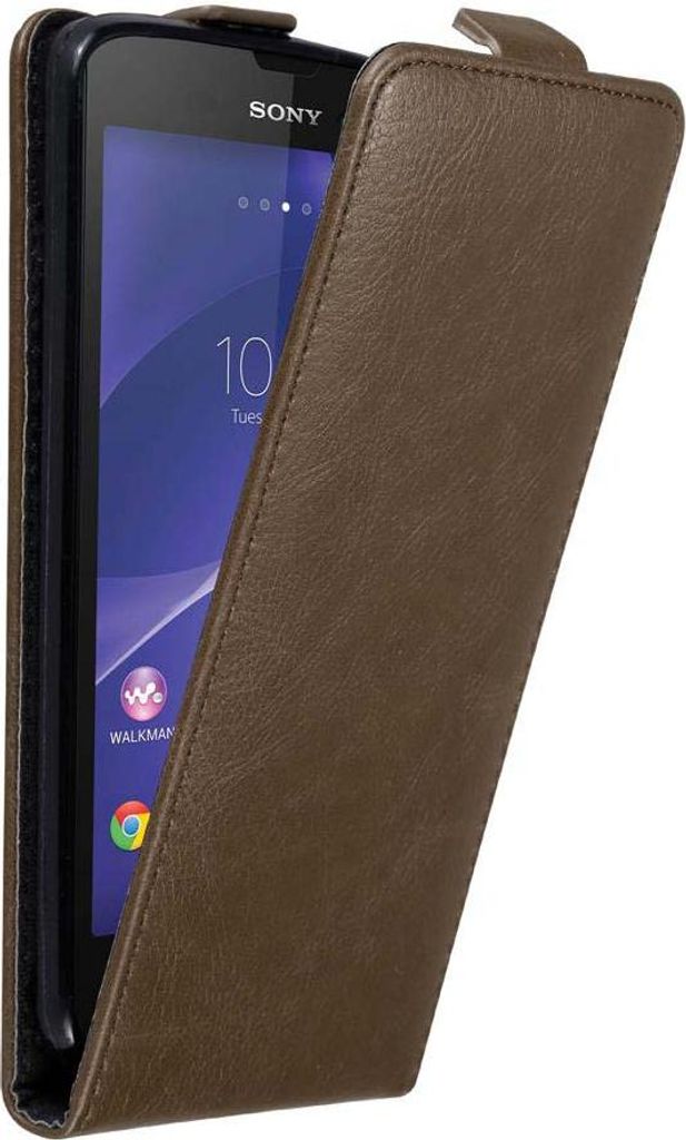 Cadorabo Hülle für Sony Xperia T3 Schutz Hülle in Braun Flip Etui Handyhülle Case Cover