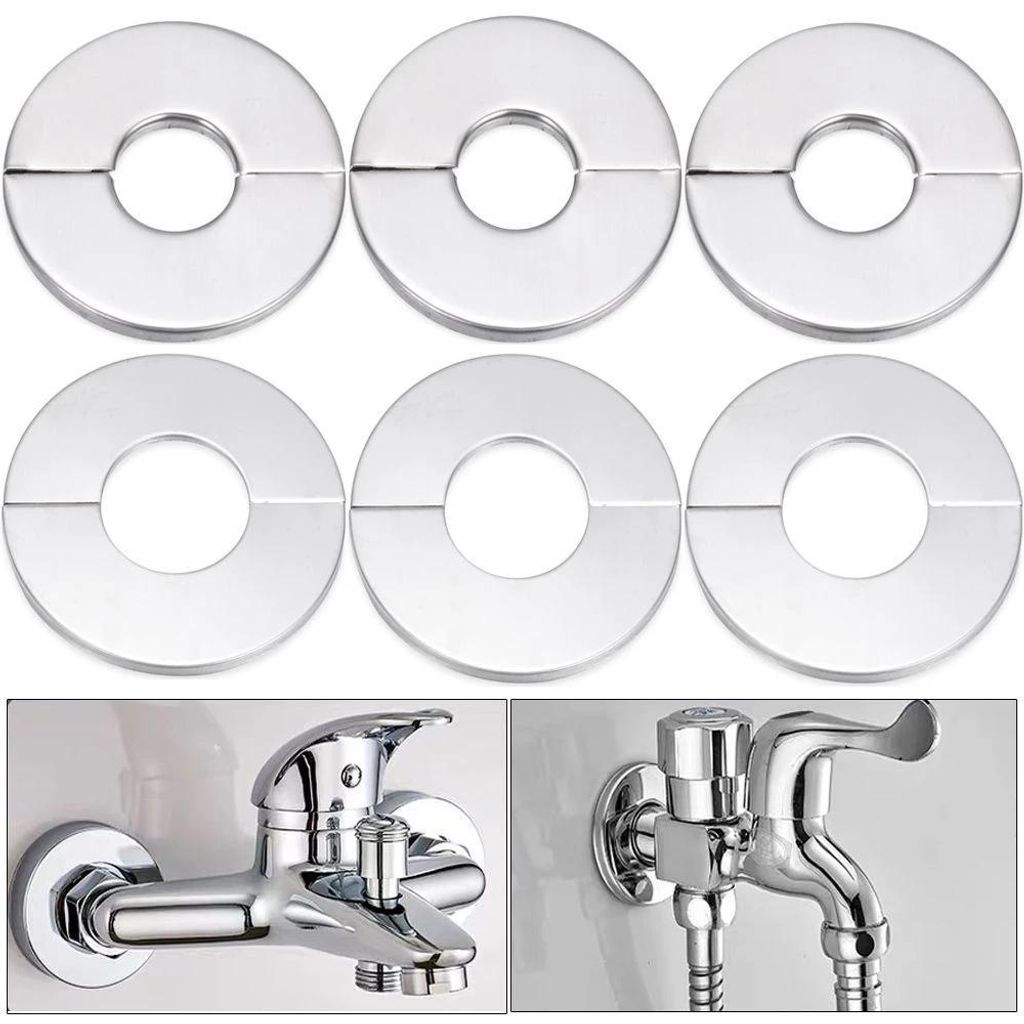 1 PC Self Adhesive Edelstahl Faucet Decoration Cover Shower Chrome beenden Water Pipe Wall Set Badezimmer Accessories 34mmx65mm (ohne products othe...