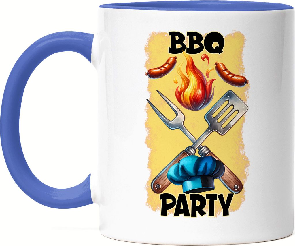 BBQ Party Grillen Grillmeister lustiges Grill Spruch Tasse Blau