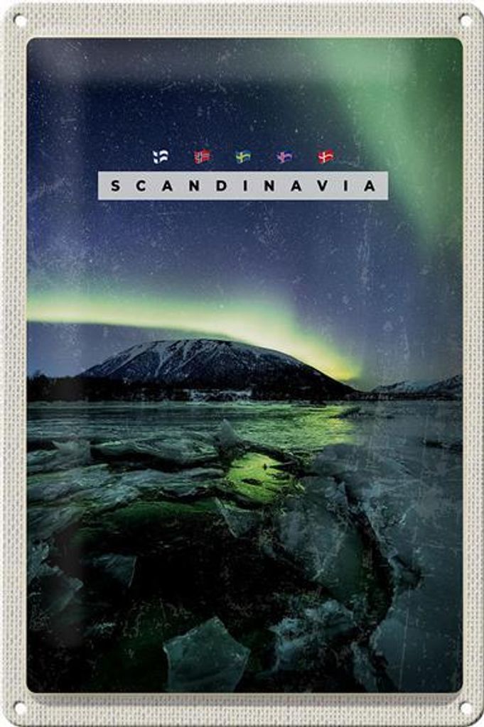 Blechschild Reise 20x30cm Skandinavien Natur Eis Gebirge Produktbild 