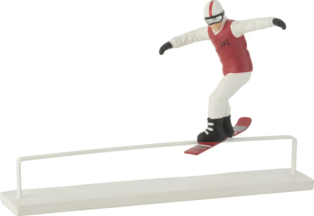 J-Line Snowboarder Obstacle en Résine Rouge et Blanc - Déco Hivernale