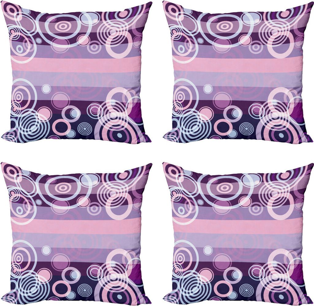 ABAKUHAUS Geometrisch Kissenbezug Set (4 Stück), Runden Bold Borders, Moderner Doppelseitiger Digitaldruck, 60 cm x 60 cm, Hot Pink Magenta