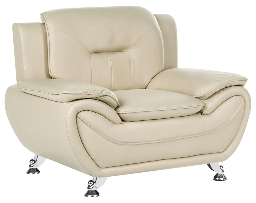 BELIANI Sessel Beige Kunstleder Lederoptik Gepolstert Gesteppt mit Silbernen Metallbeinen Breite Armlehnen Freistehend Modernes s Design