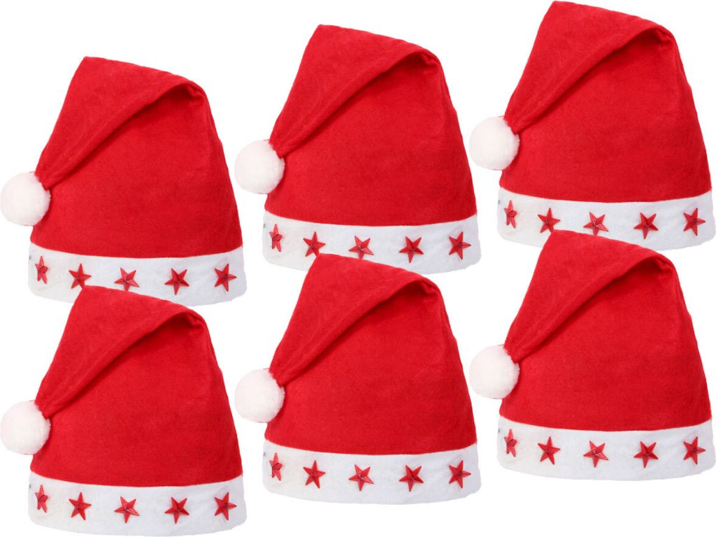 Blink LED Weihnachtsmützen Rot mit Leuchtsterne Blinksterne Produktbild 