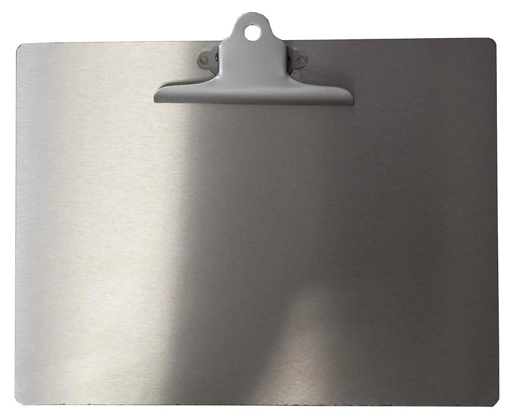 Klemmbrett aus Edelstahl A4 Querformat | Schreibblock, Büro-Organizer | glatt - 365 x 236 mm