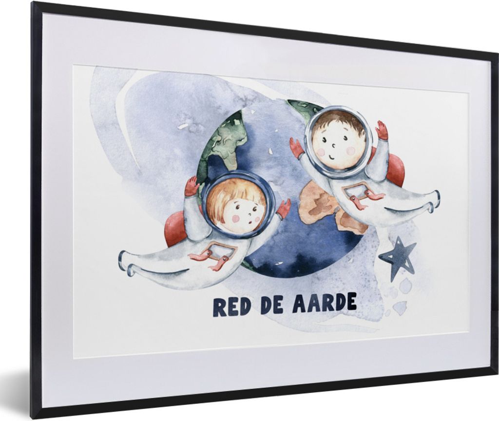 MuchoWow Gerahmtes Poster Sprichwörter - 'Rette die Erde' - Zitate - Jungen - Mädchen - Kinder - Kinder 60x40 cm - Poster mit Schwarzem Bilderr...