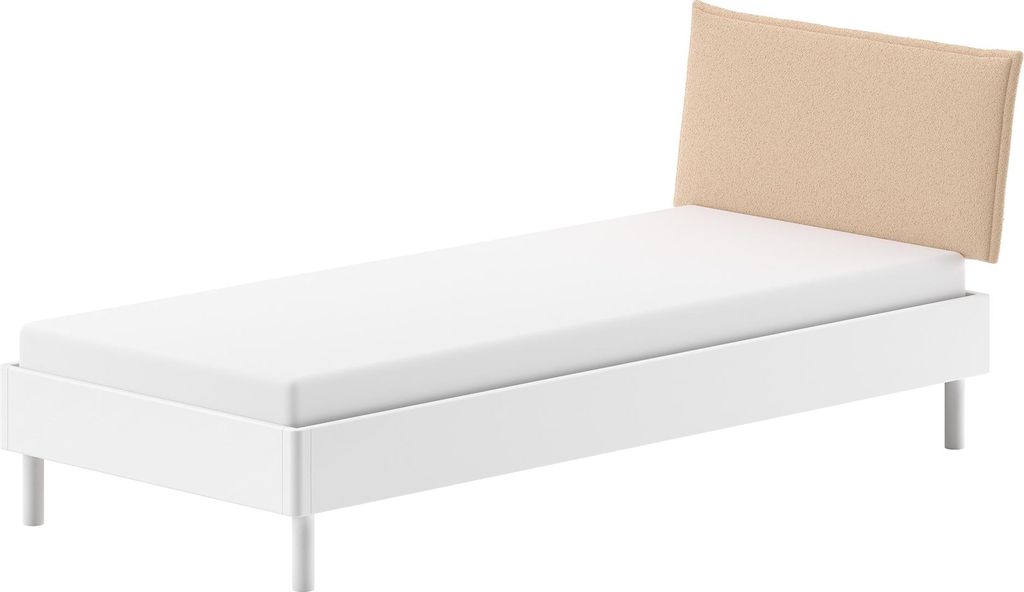 Einzelbett >Buche Massiv< in Buche massiv weiß lackiert - 100x85,5x211,5 (BxHxT)