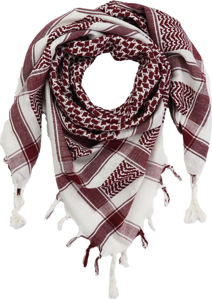 Kefiah - weiß - rot-bordeaux - Shemagh - Arafat-Schal Produktbild 