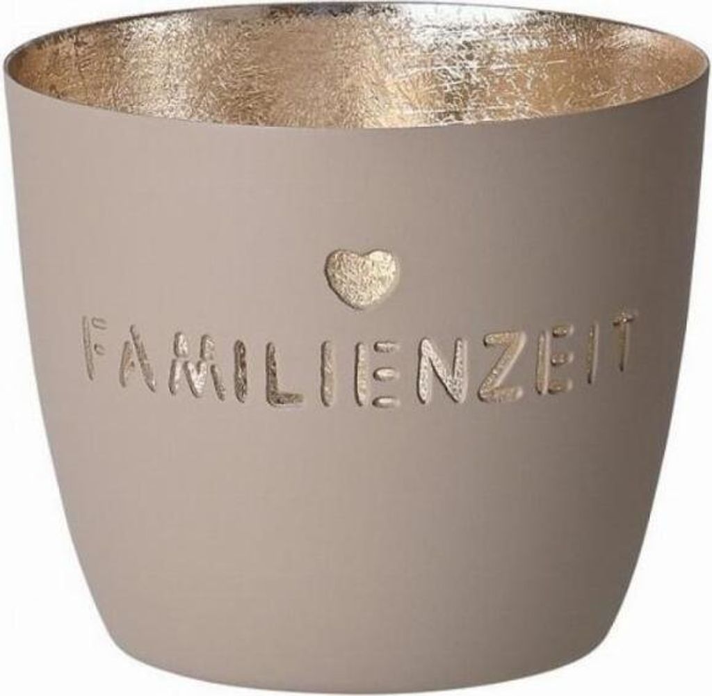 Madras Windlicht Familienzeit - sandstone/gold - Produktbild 
