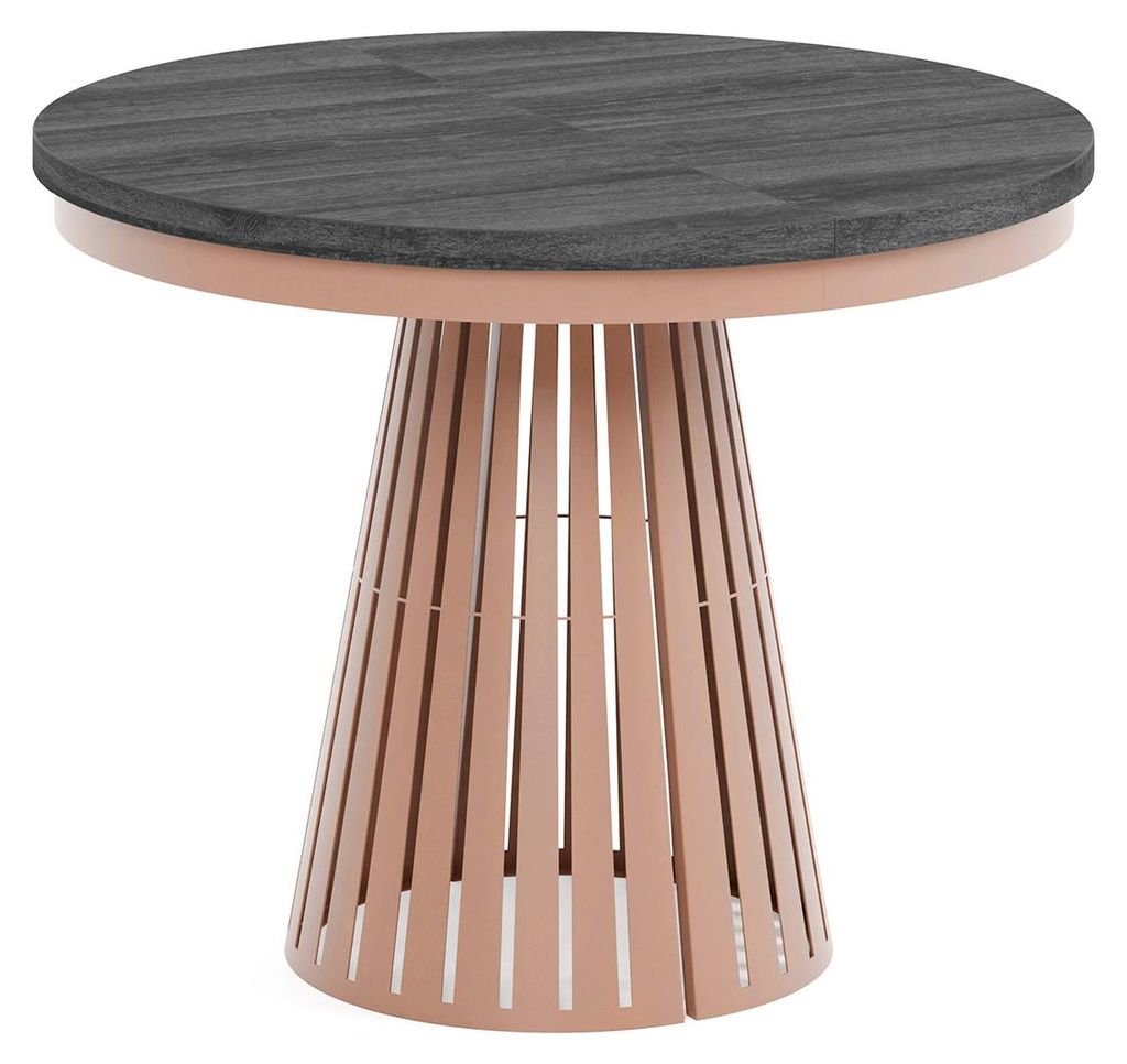 MEBLINI Esstisch Rund Ausziehbar aus Metall - 100-176x76cm - CONEY - Sherman Eiche Anthrazit/Kupferfarbe - Loft - Esszimmertisch Modern - Küchenti...