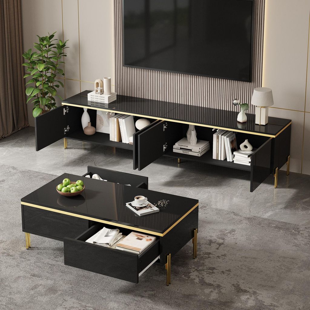 Modernes Luxus-TV-Schrank- und Couchtisch-Set