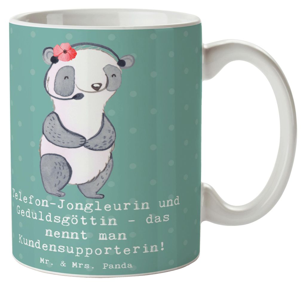 Mr. & Mrs. Panda Tasse Meisterin Kundensupport - Meeresbrise - Geschenk, Berufsleben, Jonglieren, Becher, Kaffeebecher, Hilfsbereitschaft, Teepott,...