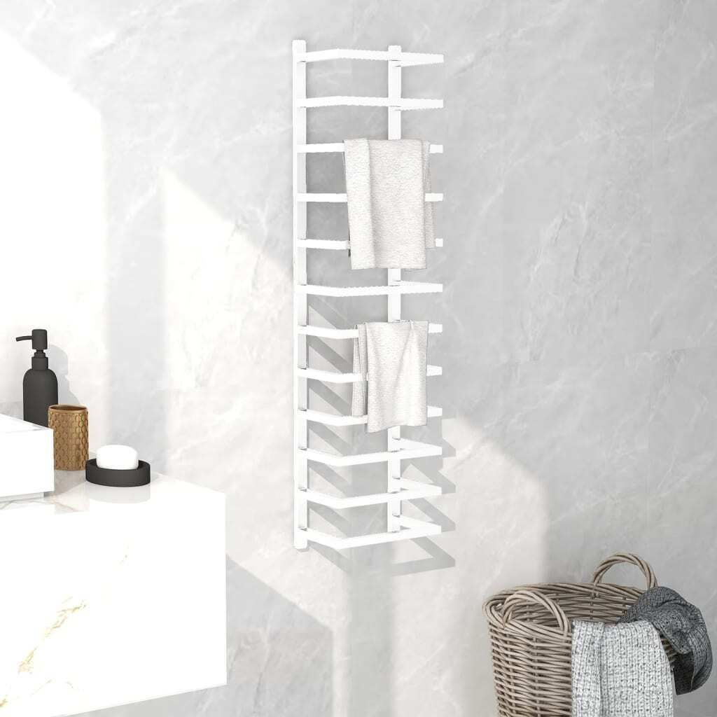 The Living Store Handtuchständer Weiß 24x12x96 cm Stahl