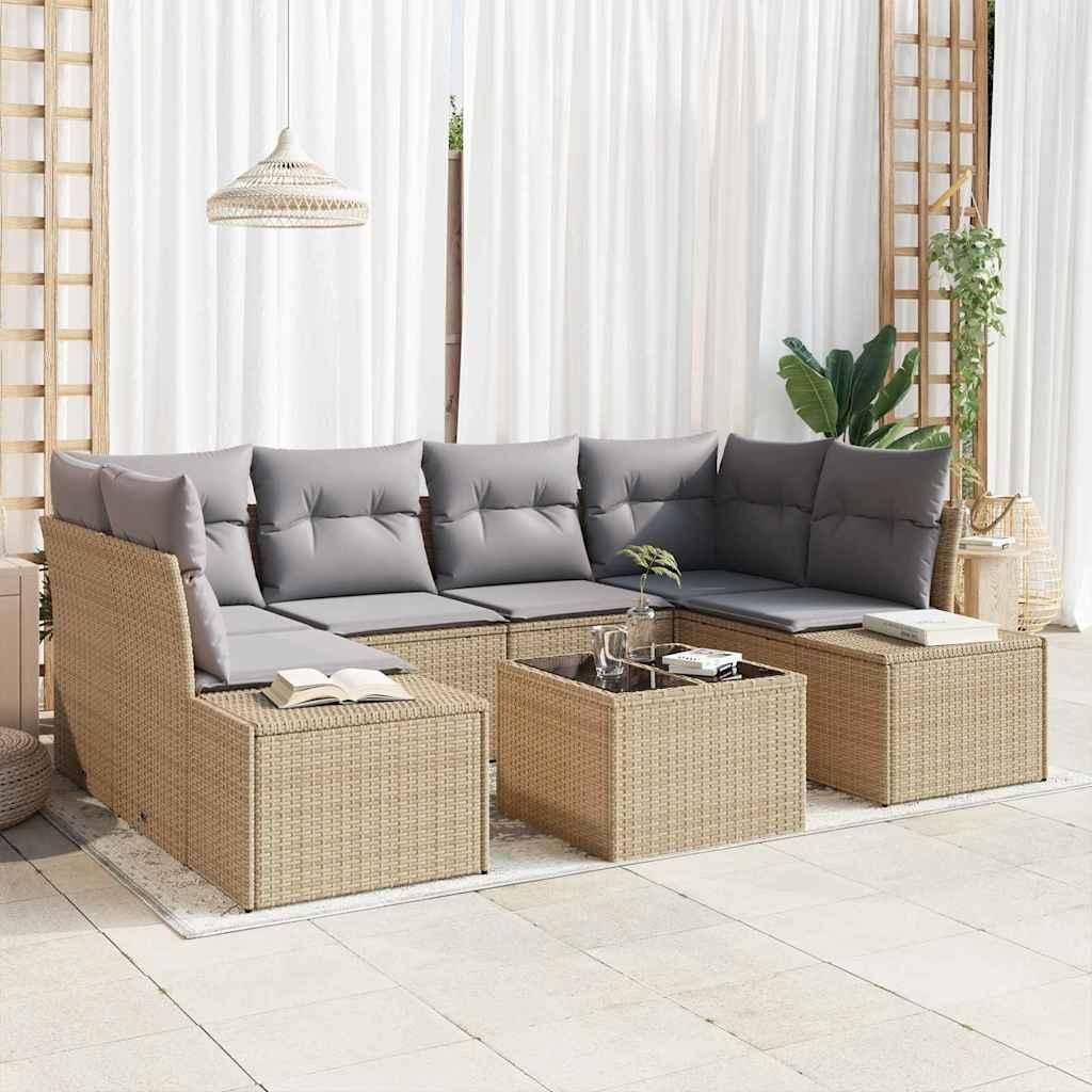 "Rabatt" Sofa Set mit Kissen - 7 pcs - Beige Poly Rattan - Lounge-Dining set CC12583