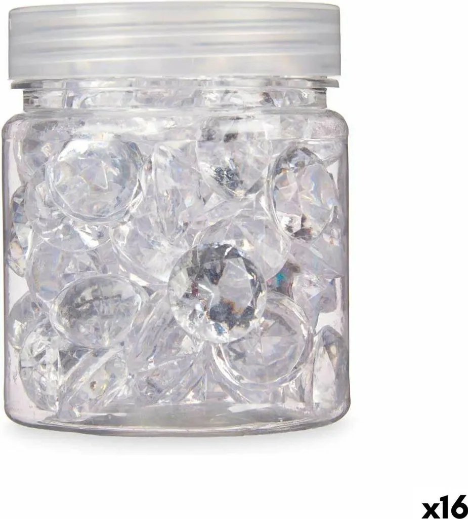 Pierres Décoratives Diamant en Acrylique Transparent 150g - Pack de 16 pcs