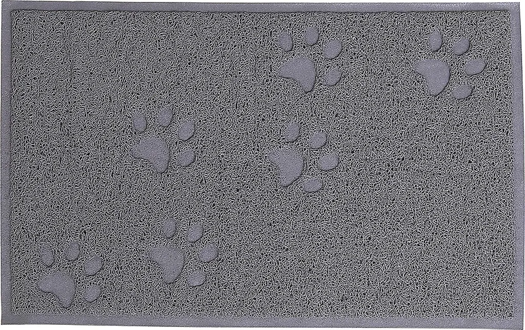 Tapis de Litière Chat 60x90 cm contre la Dispersion des Grains Gris