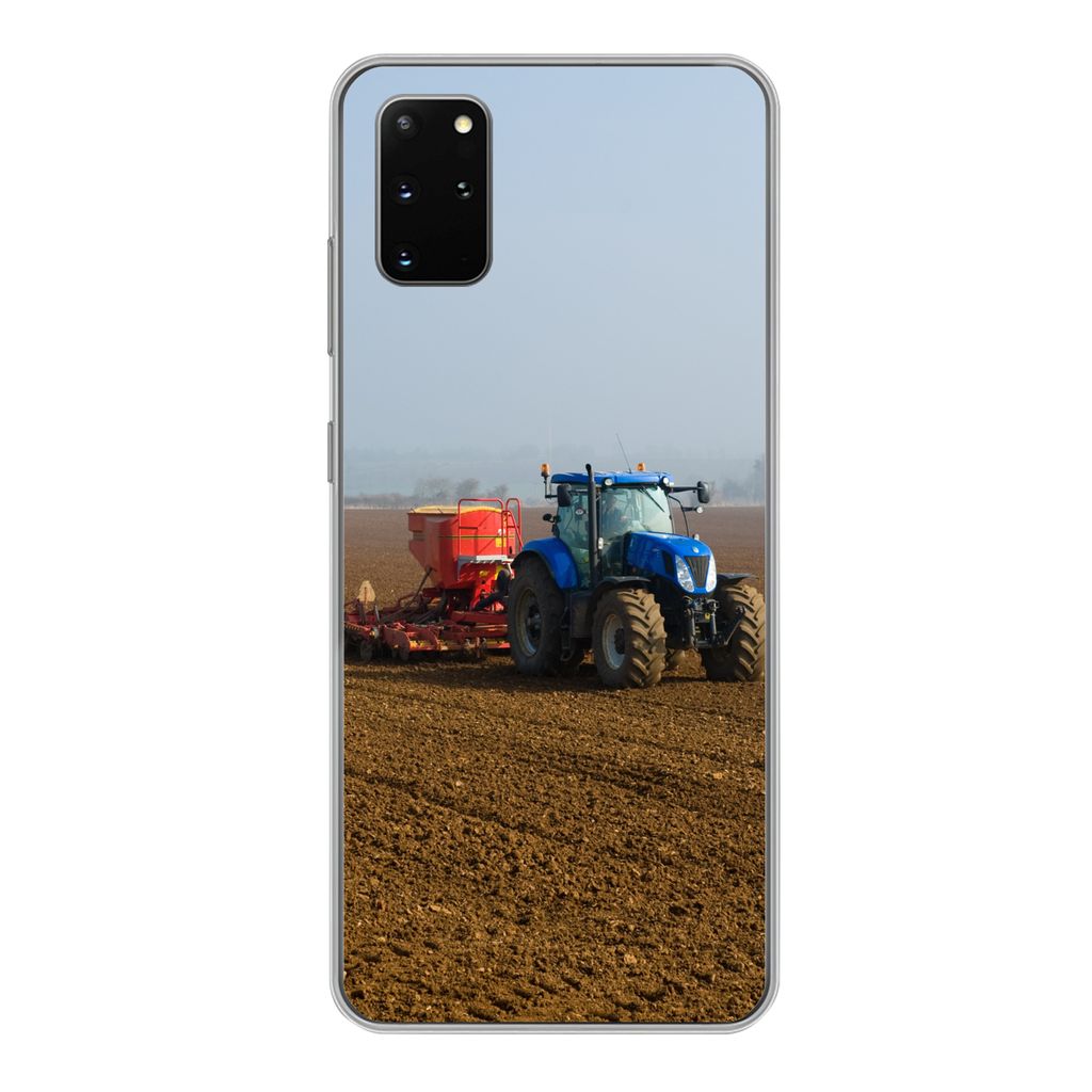 MuchoWow Handyhülle Schutzhülle Hülle für Samsung Galaxy S20 Plus Traktor - Blau - Nebel Silikon Softcase Handy Hülle - Hartschale
