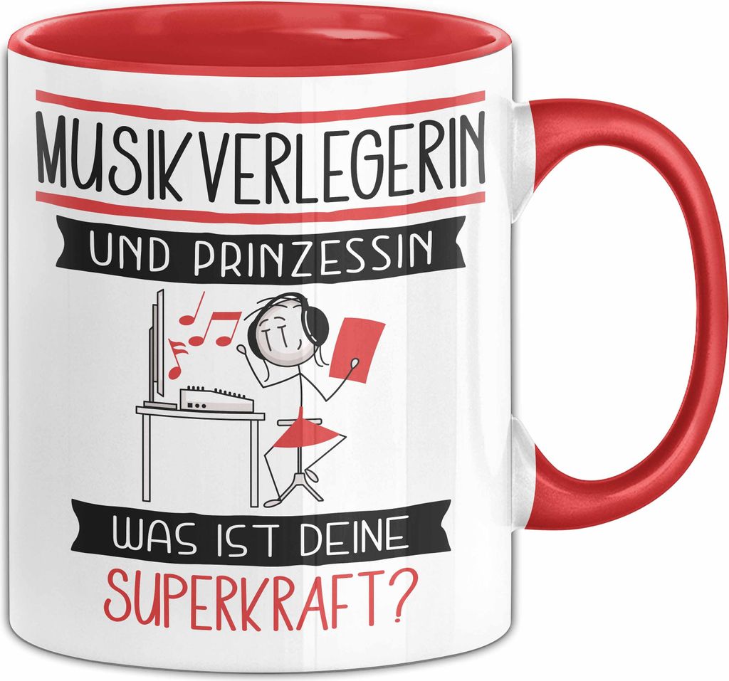 Musikverlegerin Und Prinzessin Tasse Geschenk Für Eine Musikverlegerin Geburtstag Was Ist Deine Superkraft (Rot)