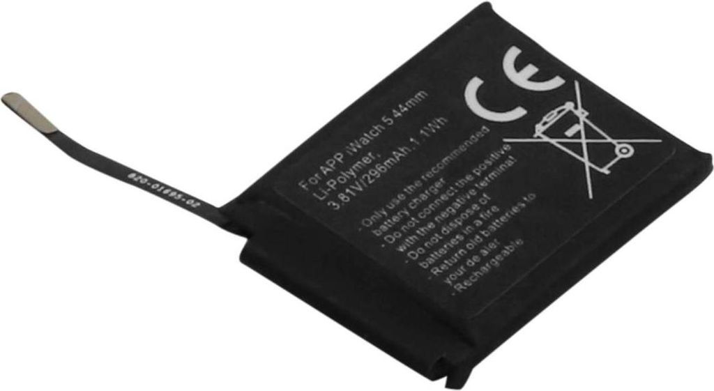Avizar, Akku Apple Watch 44 mm Serie 5 3,81 V 296 mAh Li-Polymer, Schwarz