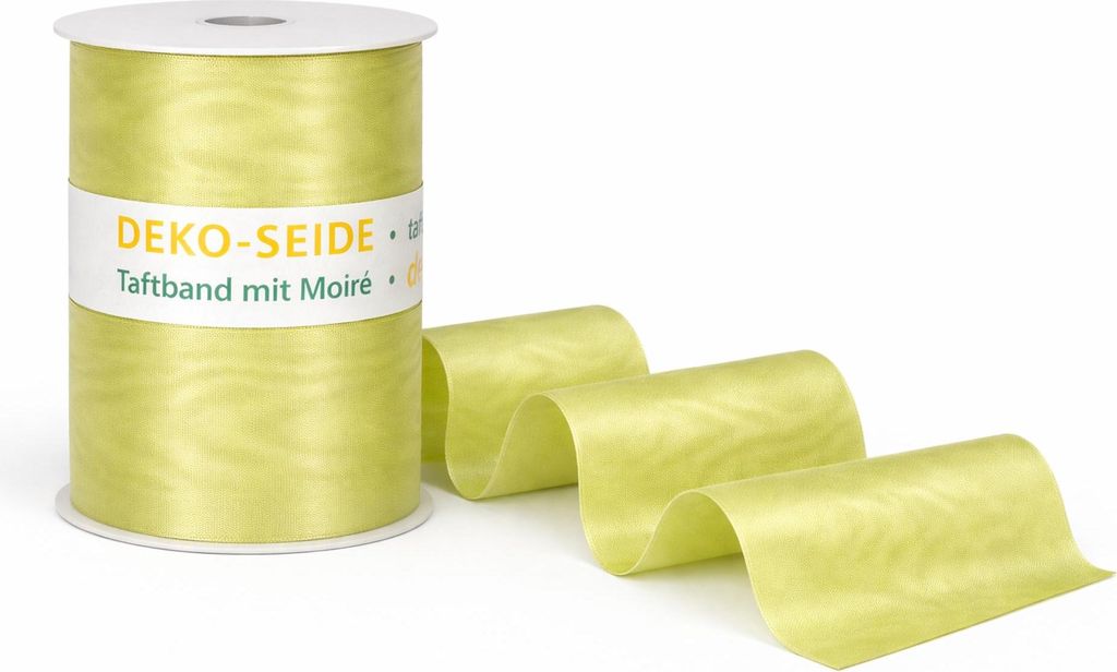 Dekoband Dekoseide Taft mit Moire Tischband 100mm 10m Hochzeit Feier Schleife hellgrün