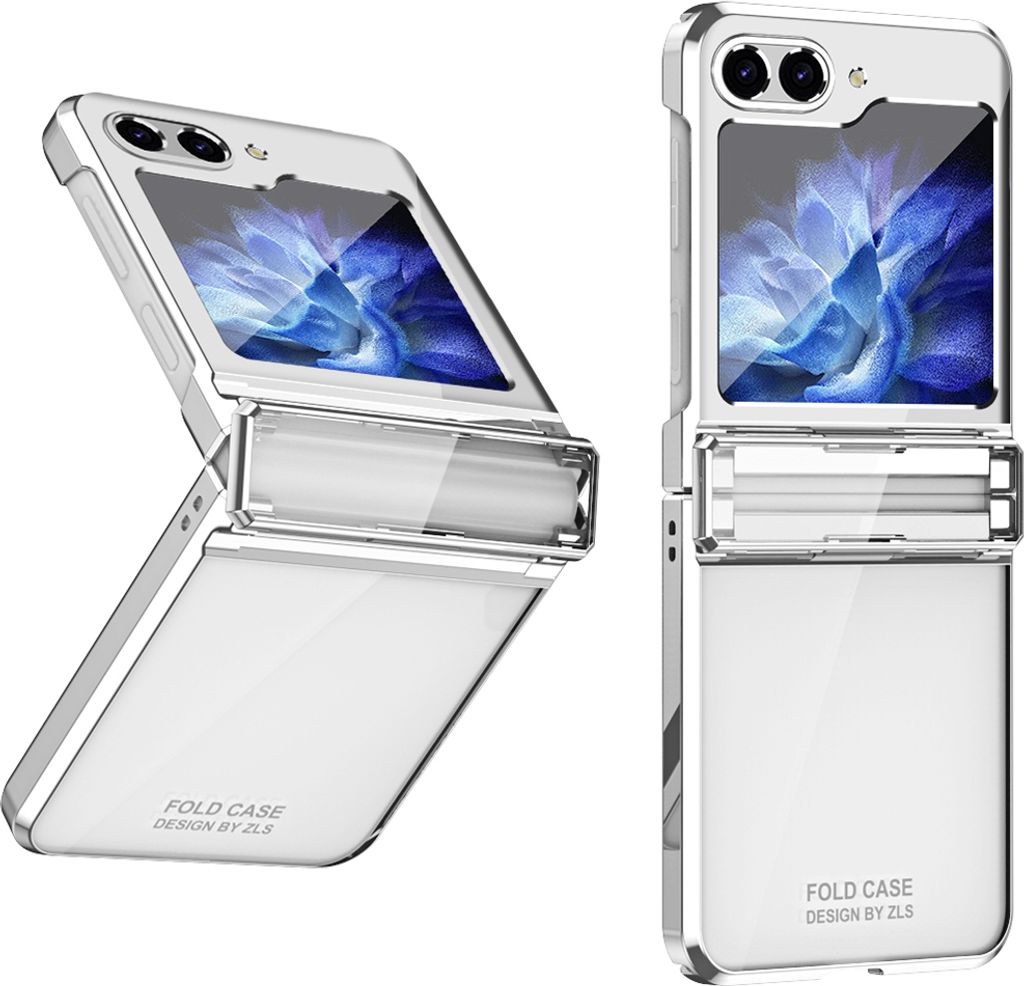 Hülle für Samsung Galaxy Z Flip 6 / Z Flip 7 FE Ultradünne Überzug Kristall Klar Schutzhülle mit Scharnierschutz Silber