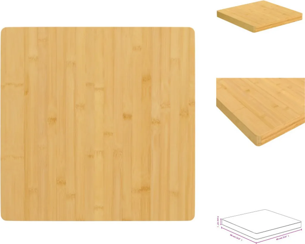 vidaXL Piano da Tavolo 60x60x4 cm in Bambù Naturale - Alta Qualità