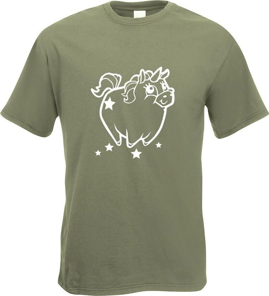 Kiwistar - T-Shirt - Olive - Pummeliges Einhorn Herren Funshirt Bedruckt Design Sprüche Spruch Motive - mit Motiv Bedruckt - Funshirt Design - Spo...