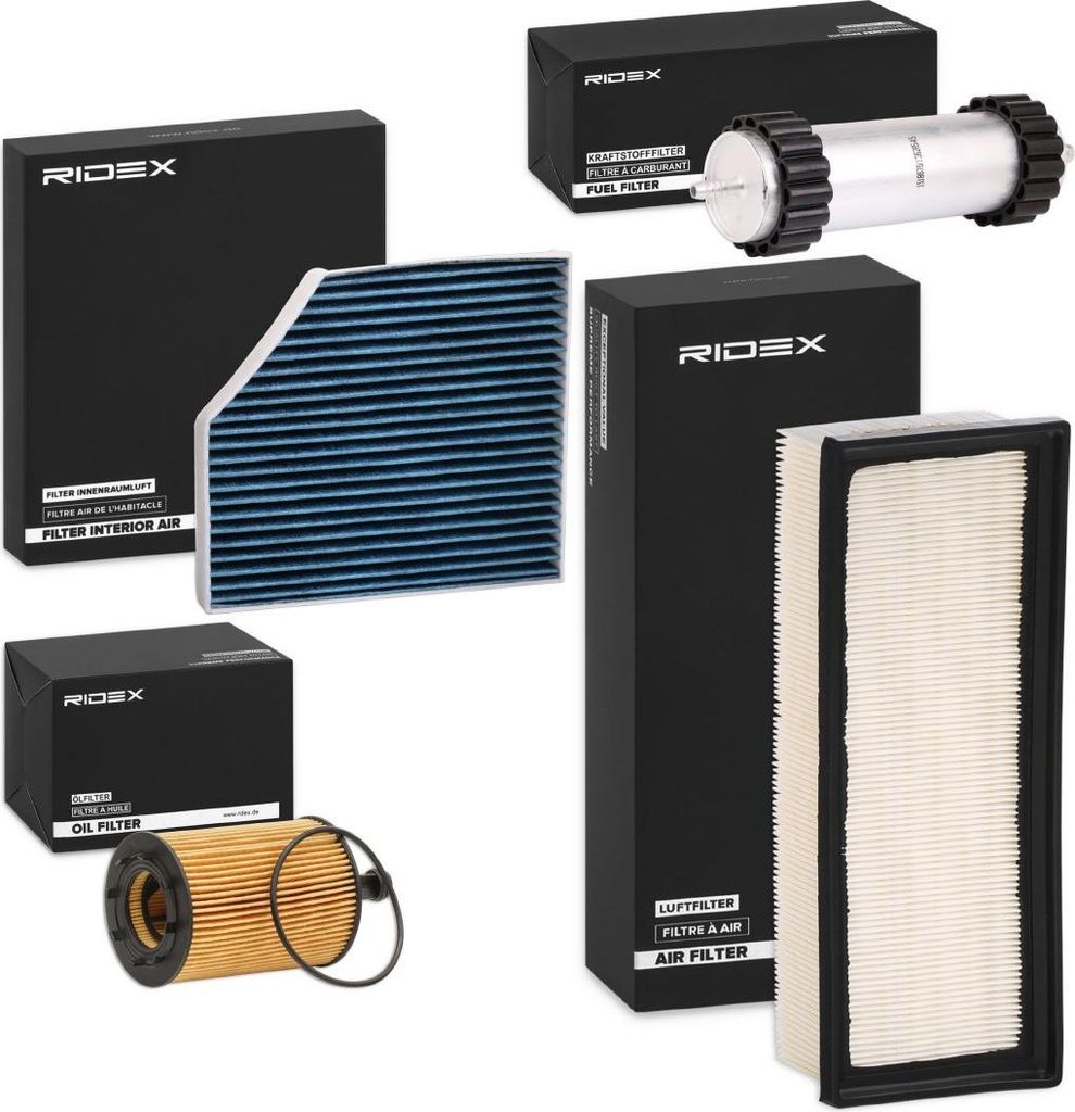 RIDEX Filterset Inspektionspaket Filtersatz für AUDI A4 Avant (8K5, B8) Q5 (8RB) A5 Sportback (8TA) A4 Limousine (8K2, B8) A5 Coupe (8T3) A4 Allroad