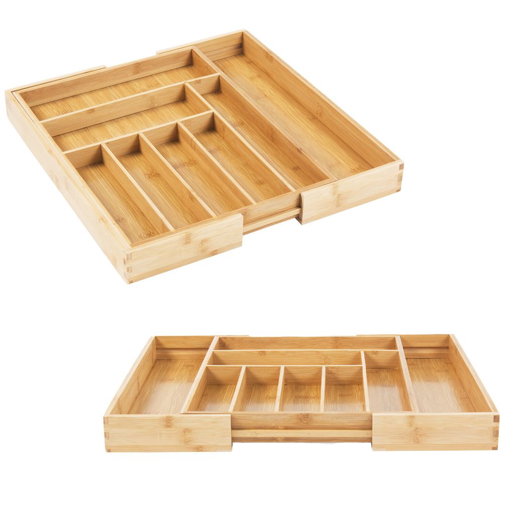 2x ausziehbarer Bambus-Besteckeinsatz