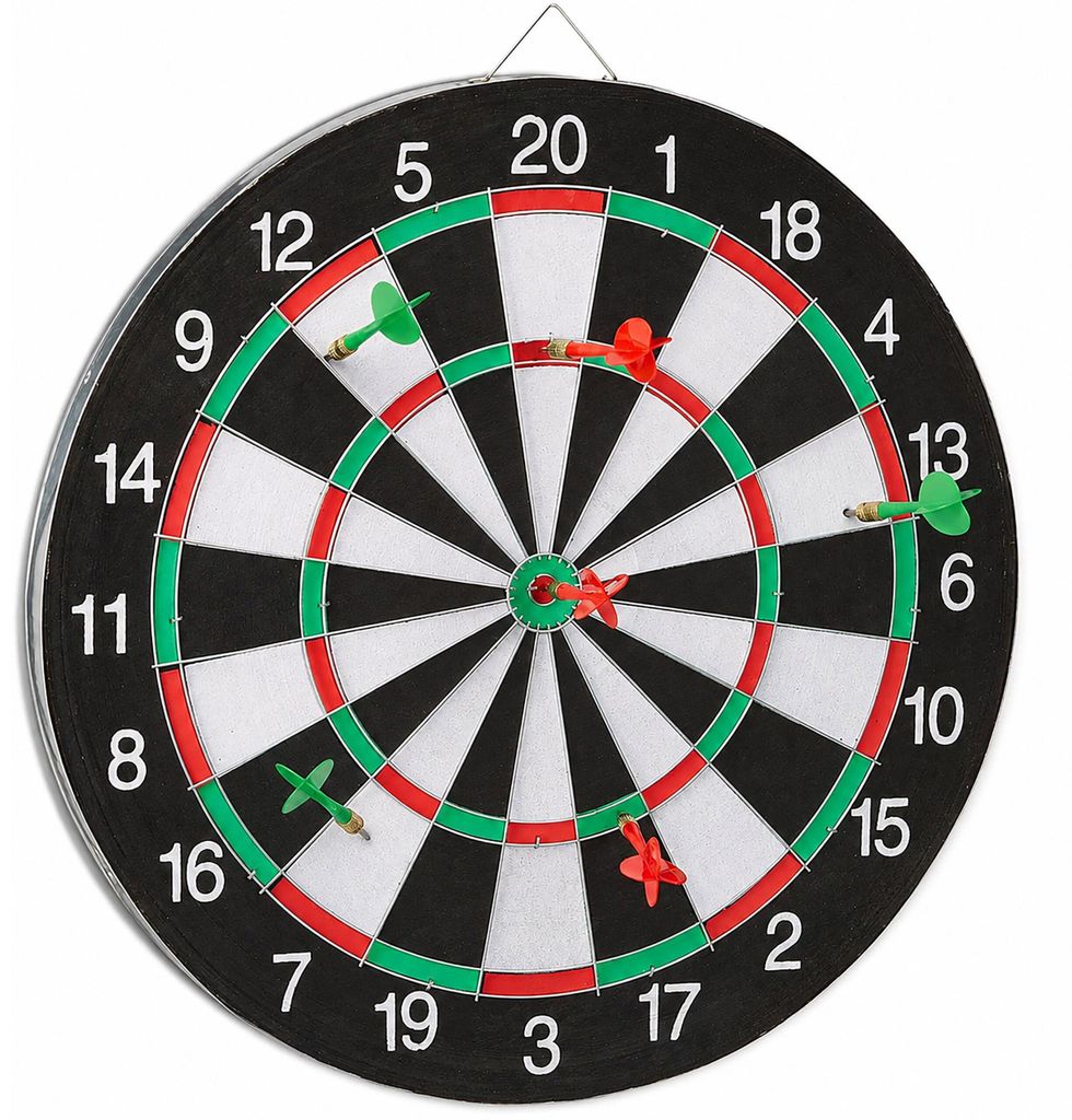 Relaxdays Dartscheibe Board X1 mit Pfeilen, 43 cm, 6 x Produktbild 